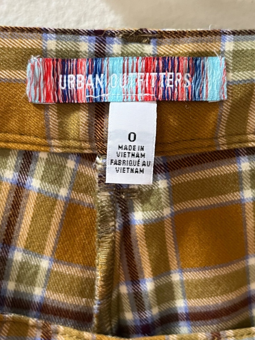Urban Outfitters Isabella Plaid Flare Pants Yellow Ochre Retro 70s. Size 0. - Picture 6 of 6